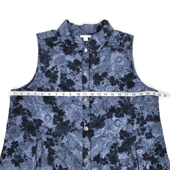 J.Jill Vest Jacket Size L Quilted Floral Paisley Blue Haze - Picture 6 of 12
